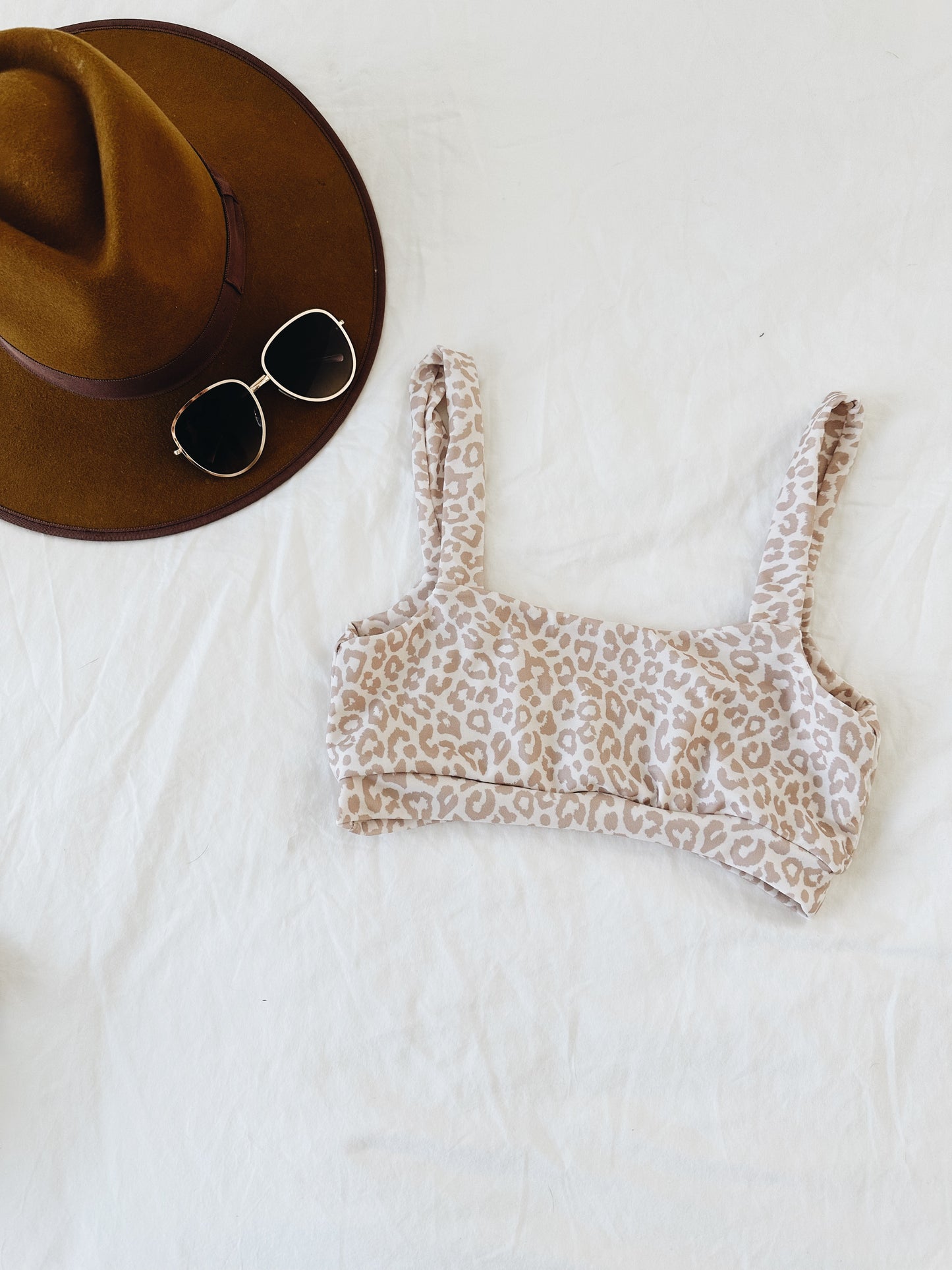 Taupe leopard Women’s swim suit top