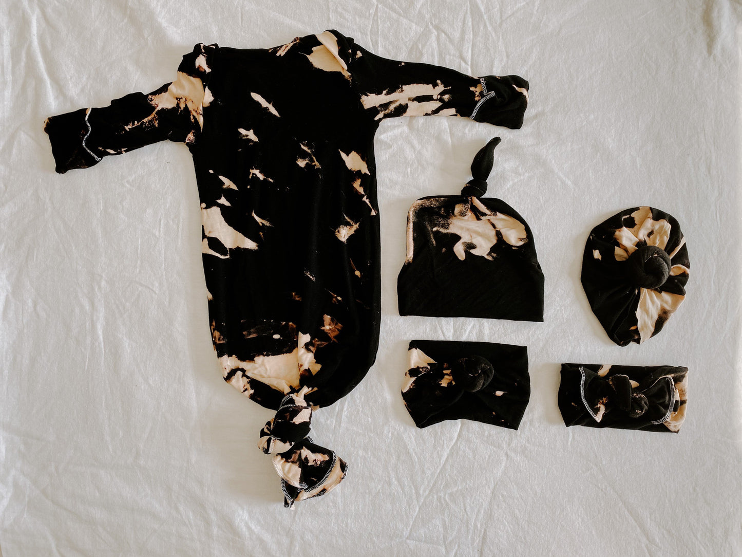 Black Acid Wash Baby Gown Set