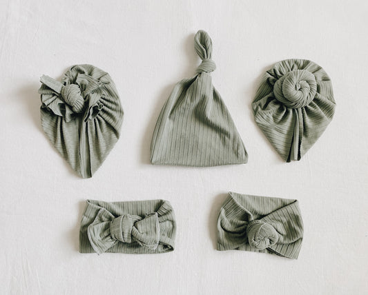 Dark Sage Ribbed Turban/Headwraps