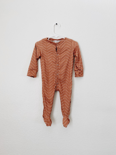 Tan Mudcloth Footie/Romper Pajamas