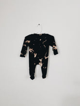 Load image into Gallery viewer, Black Acid Wash Footie/Romper Pajamas
