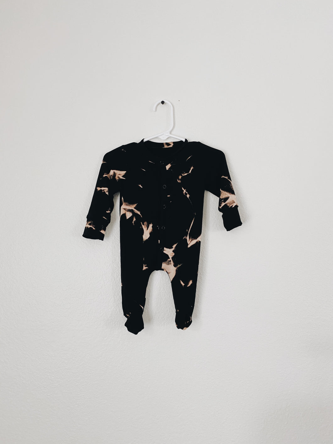 Black Acid Wash Footie/Romper Pajamas