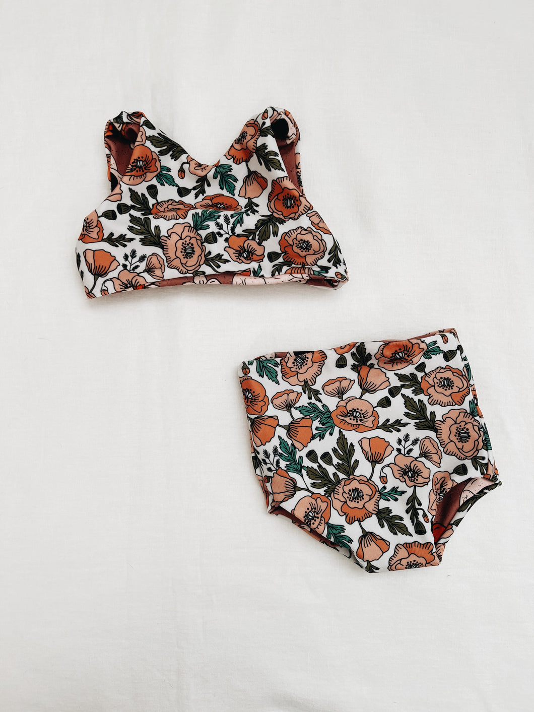Poppy floral reversible 2 Piece swim suit