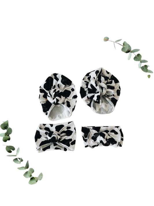 Western Launch: Black and White Cow Turban/Headwraps