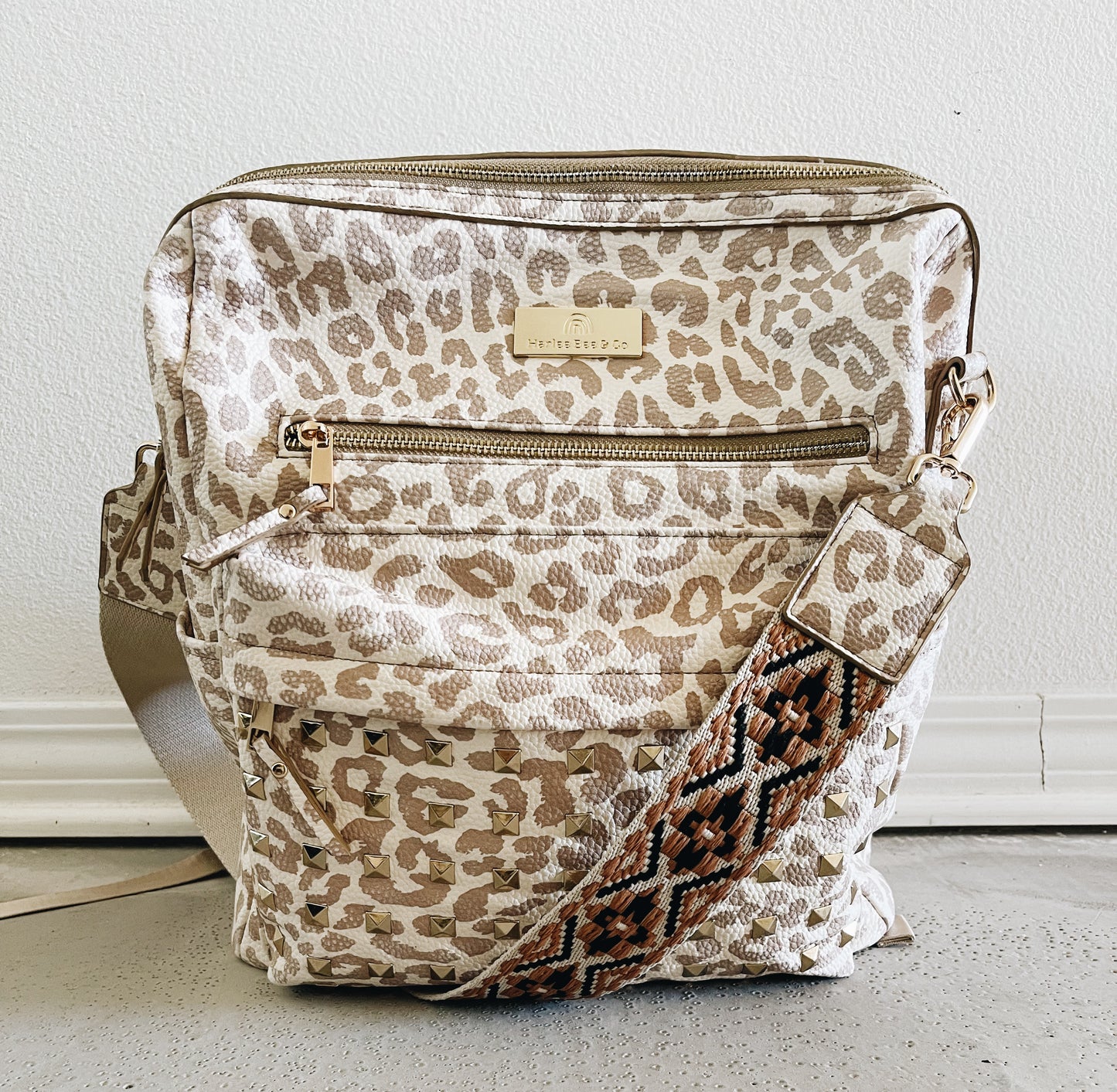 Taupe leopard Diaper Bag