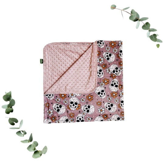 Baby and Toddler Luxe Minky  Blanket in Mauve Skull