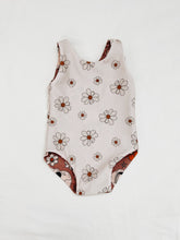 Load image into Gallery viewer, Ivory daisy one peice reversible swim suit
