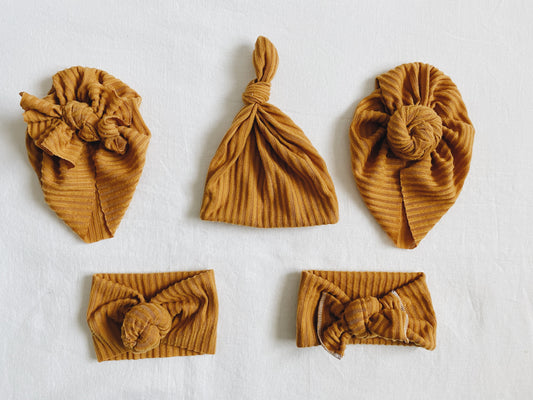 Mustard Ribbed Turban/Headwraps