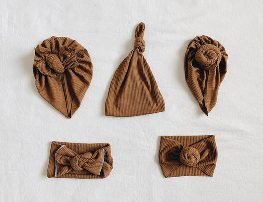 Tan Ribbed Turban/Headwraps